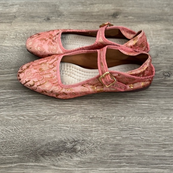 Women's Free People Evie Mary Jane Pink Brocade Lace Convertible Flats In Pink - Picture 5 of 15